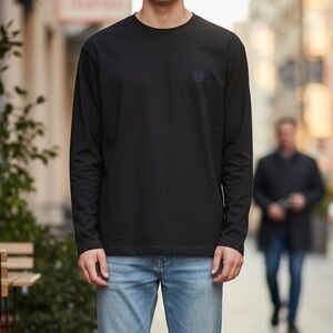 Inimigo Sustainable 100% Organic Cotton Black Long Sleeve Men's Heart Logo Shirt